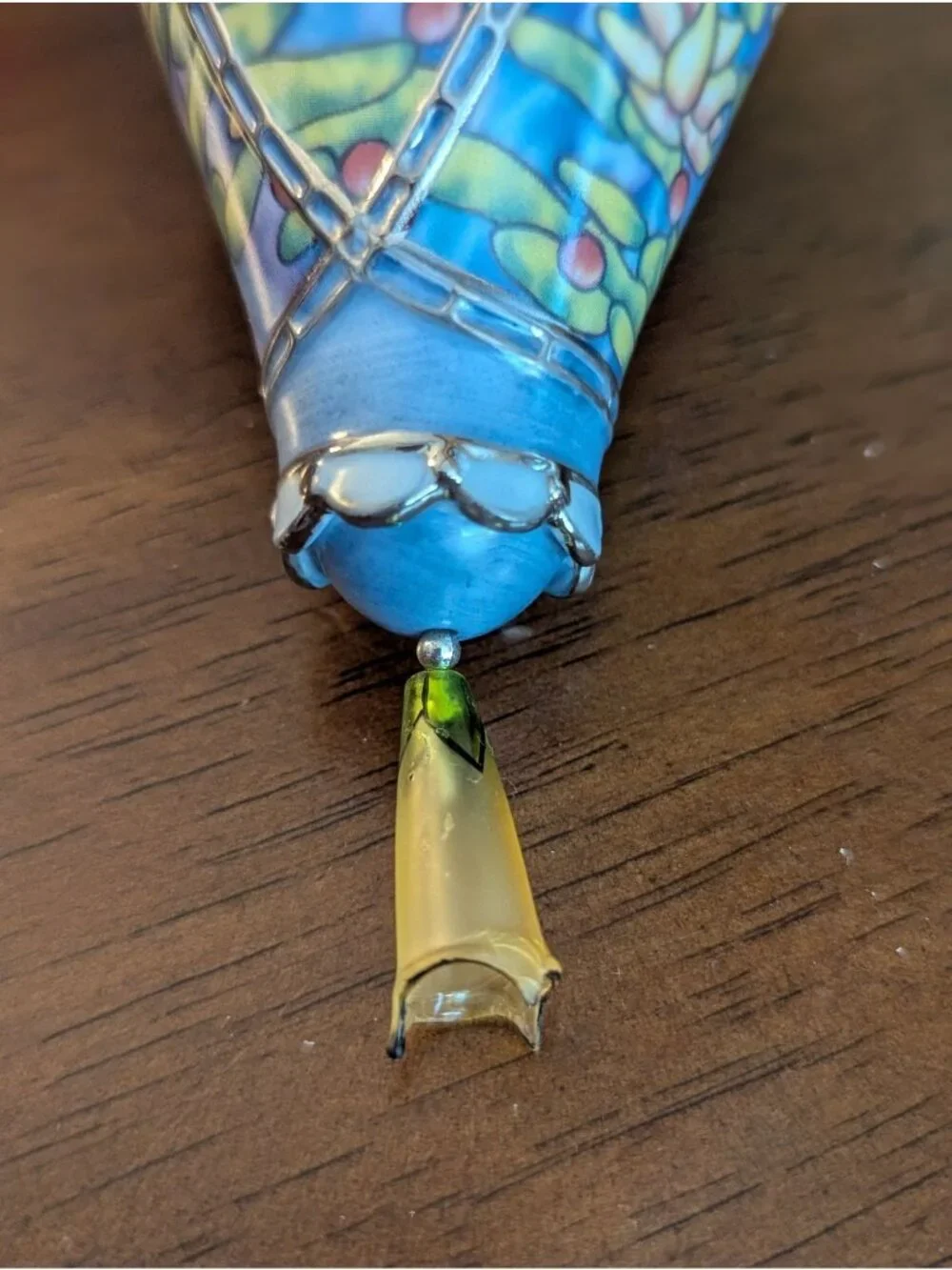 Handcrafted Heronim Porcelain Dragonfly Ornament With Colorful Floral Design & B